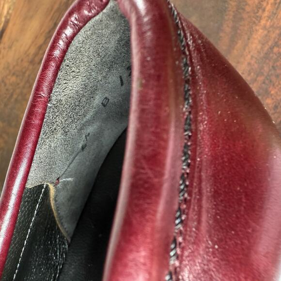 VTG Charles Jourdan Paris Vintage Tassel Heeled Loafers Burgundy Leather Sz 6.5 - Picture 9 of 13